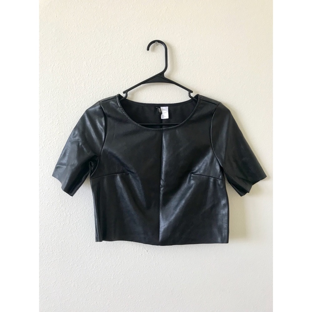 BLACK H&M LEATHER TOP